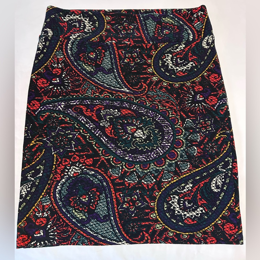 LuLaRoe Cassie pencil skirt dark paisley print pull-on skirt Size XL